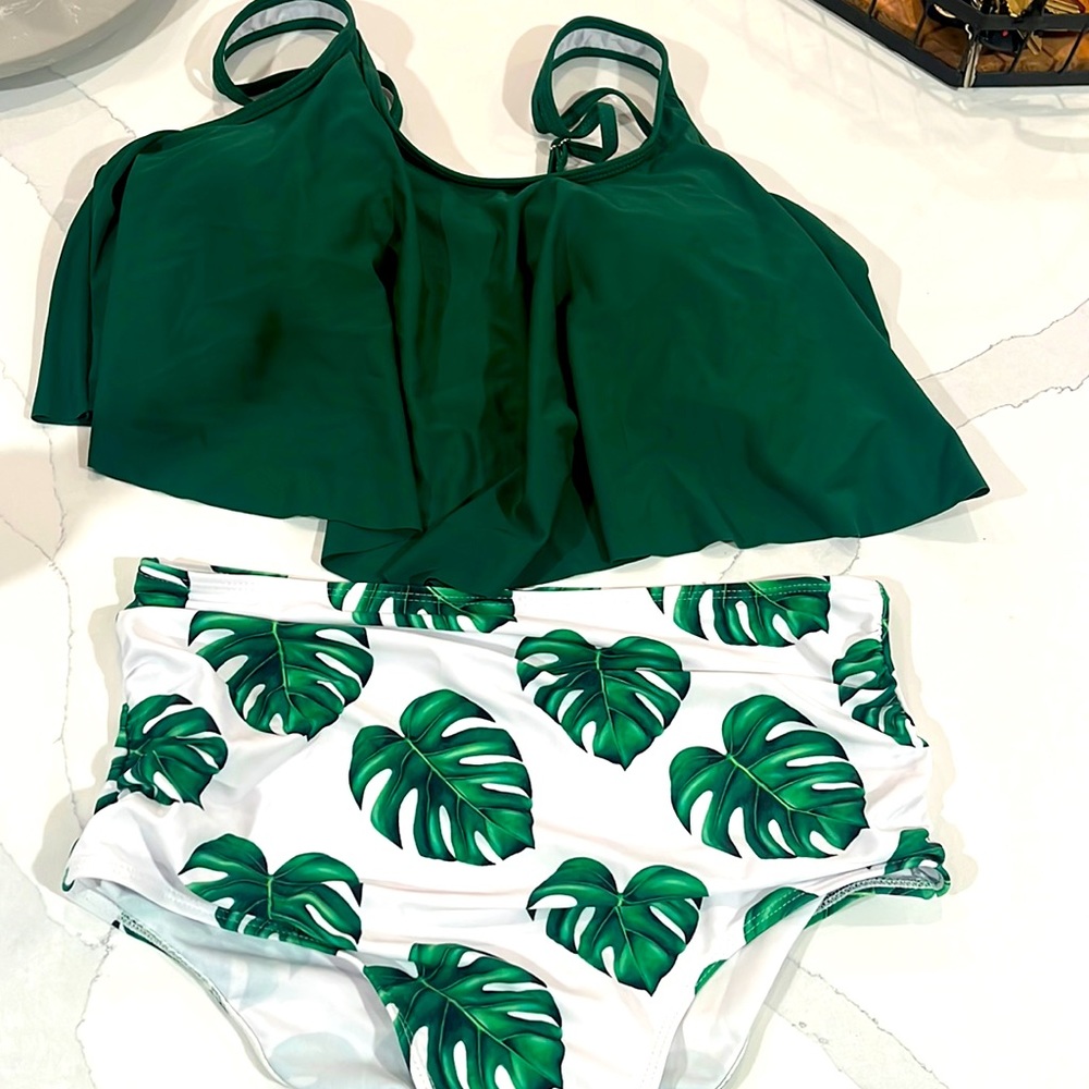 ✨FLASH SALE!✨ NWT - 12 Crazy - 2 Piece High Waisted Swimsuit with Palm Leaves
